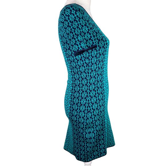 Romeo + Juliet Couture Sweater Dress M Teal Navy Geometric Print - Picture 11 of 12
